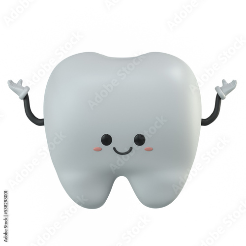 3d cute tooth mascot cartoon character illustration