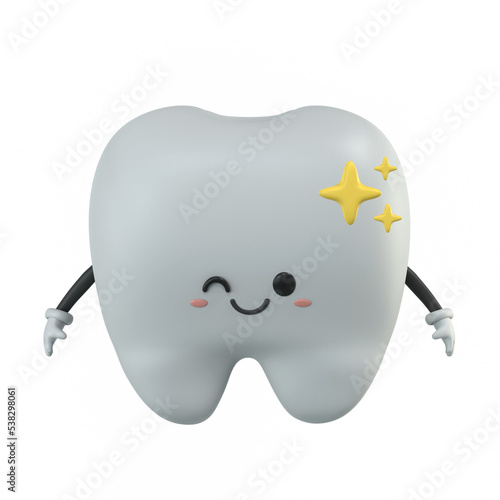 3d cute tooth mascot cartoon character illustration