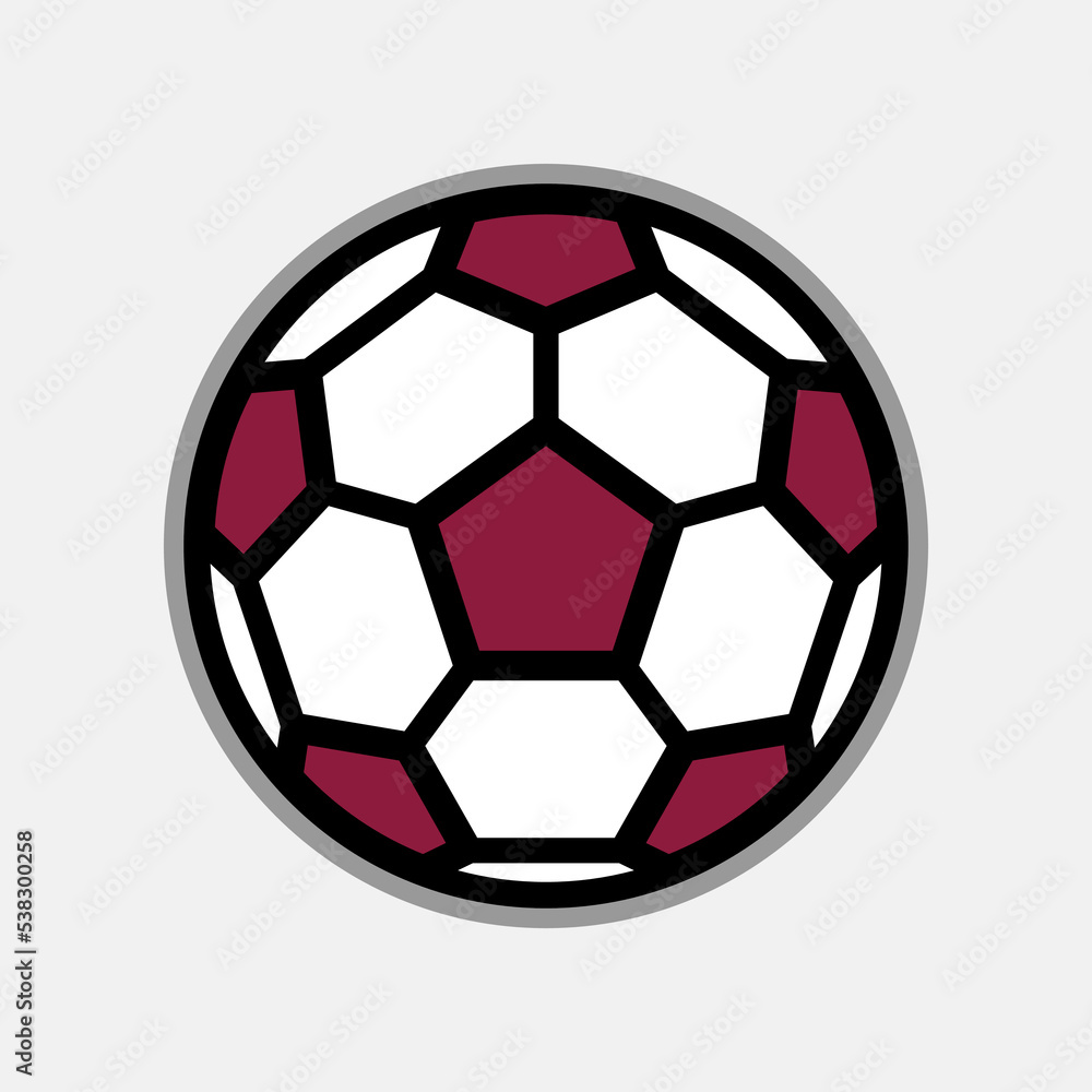 Classic soccer ball icon in Qatar flag colors Classic soccer ball icon in Qatar flag colors