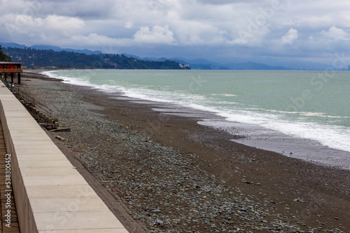 Black sea shore at Kobuleti  Georgia. Off season. Autumn.