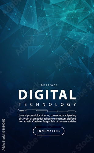 Digital technology banner green blue background concept with technology light effect, abstract tech, innovation future data, internet network, Ai big data, lines dots connection, illustration vector