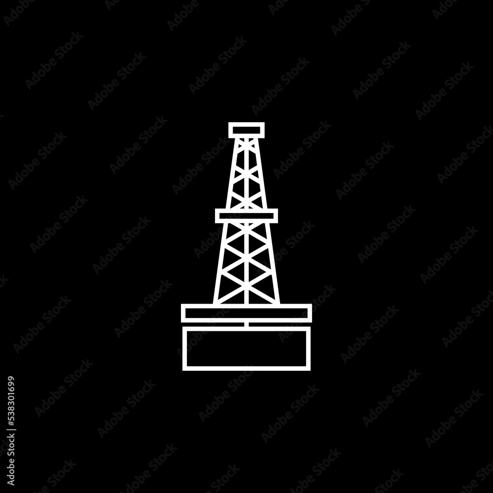 Oil rig icon isolated on dark background Oil rig icon isolated on dark background