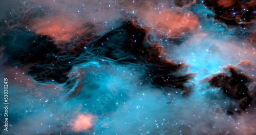 Fototapeta Naklejka Na Ścianę i Meble -  3d rendering. Space wallpaper and background. Universe with stars, constellations, galaxies, nebulae and gas and dust clouds