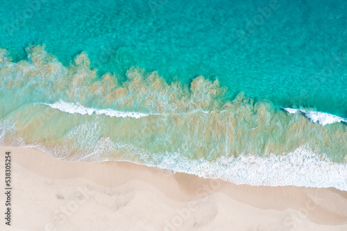 High angle view on wave of atlantic ocean at Santa Monica Beach