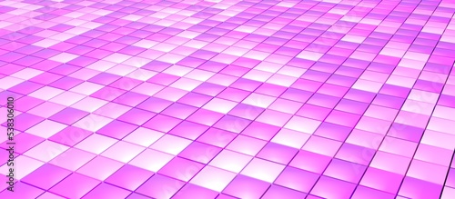 small tiles of pink colors on a large area. 3d render
