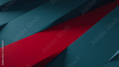 Blue and red slabs, product display podium concept, 3d render