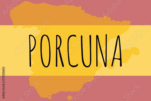 Porcuna: Illustration mit dem Namen der spanischen Stadt Porcuna photo