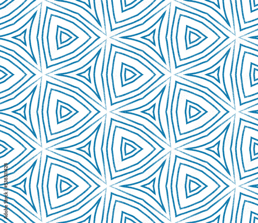 Geometric seamless pattern. Blue symmetrical