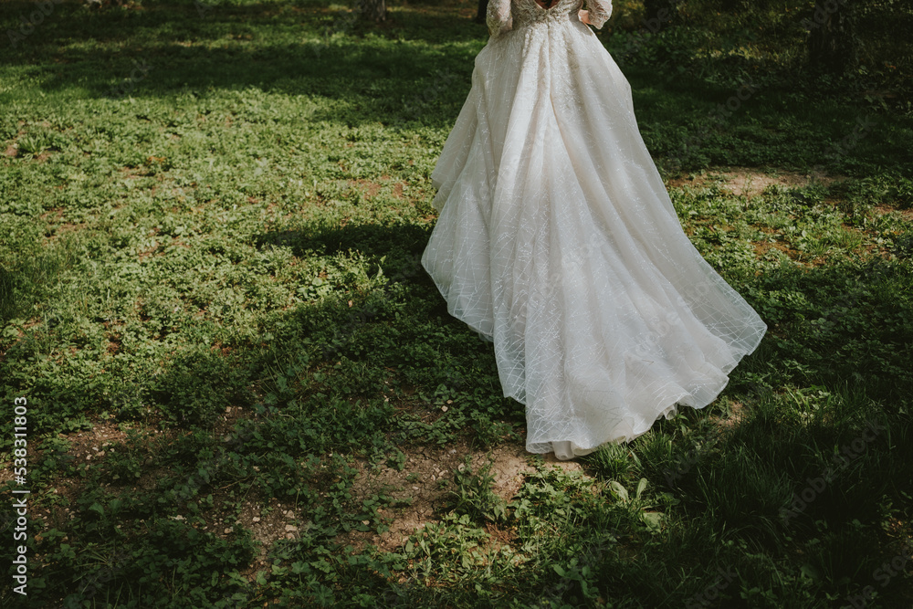 wedding dress on the grass