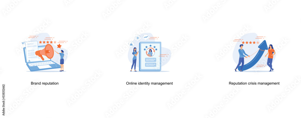 Promoting company credibility, Online identity management abstract concept, Crisis management, public relations, brand reputation maintenance, PR agency service, image protection strategy abstract met Promoting company credibility, Online identity management abstract concept, Crisis management, public relations, brand reputation maintenance, PR agency service, image protection strategy abstract met