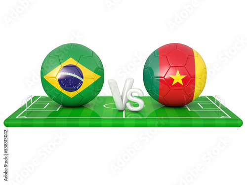 Brazil / Cameroon football game 3d illustration