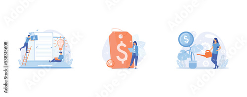 people connecting puzzle elements, people leave feedback and comments that successful work is the highest score, best score winner prize, set flat vector modern illustration