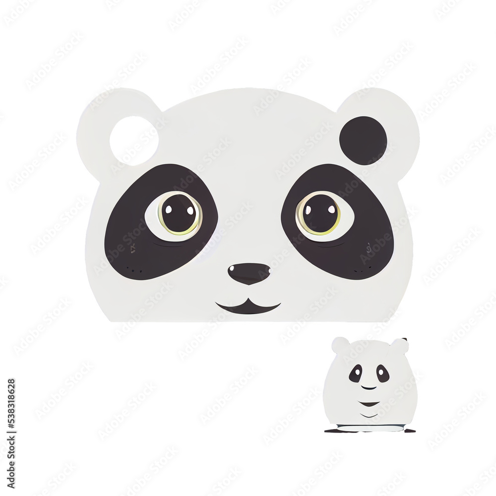Panda flat icon bear logo digital 3d illustration flat design white background Panda flat icon bear logo digital 3d illustration flat design white background