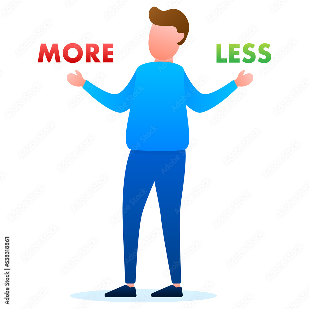 More and less balance on the scale. Balance on scale. Business Concept. vector illustration. More and less balance on the scale. Balance on scale. Business Concept. vector illustration.
