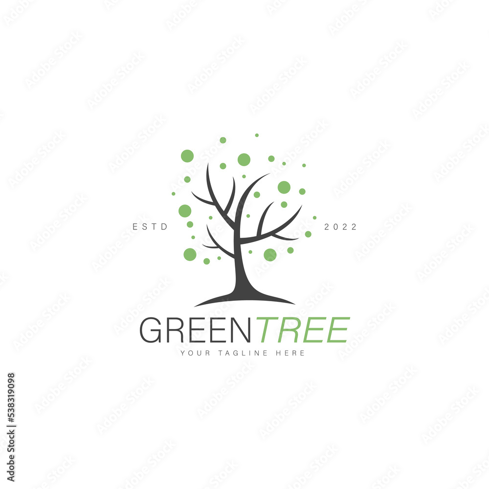 Fototapeta premium Green tree logo design illustration icon