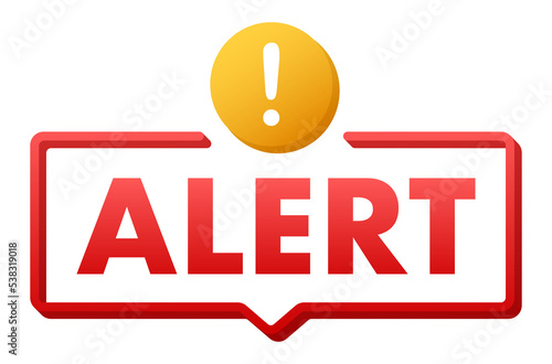 Alert sign. Attention warning attacker alert sign. Technology cyber security protection concept. Vector stock illustration.