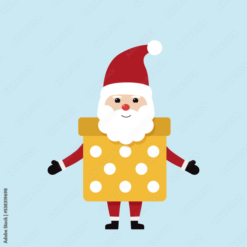 Collection of santa claus wearing christmas costumes on blue background. Merry christmas and happy new year Collection of santa claus wearing christmas costumes on blue background. Merry christmas and happy new year