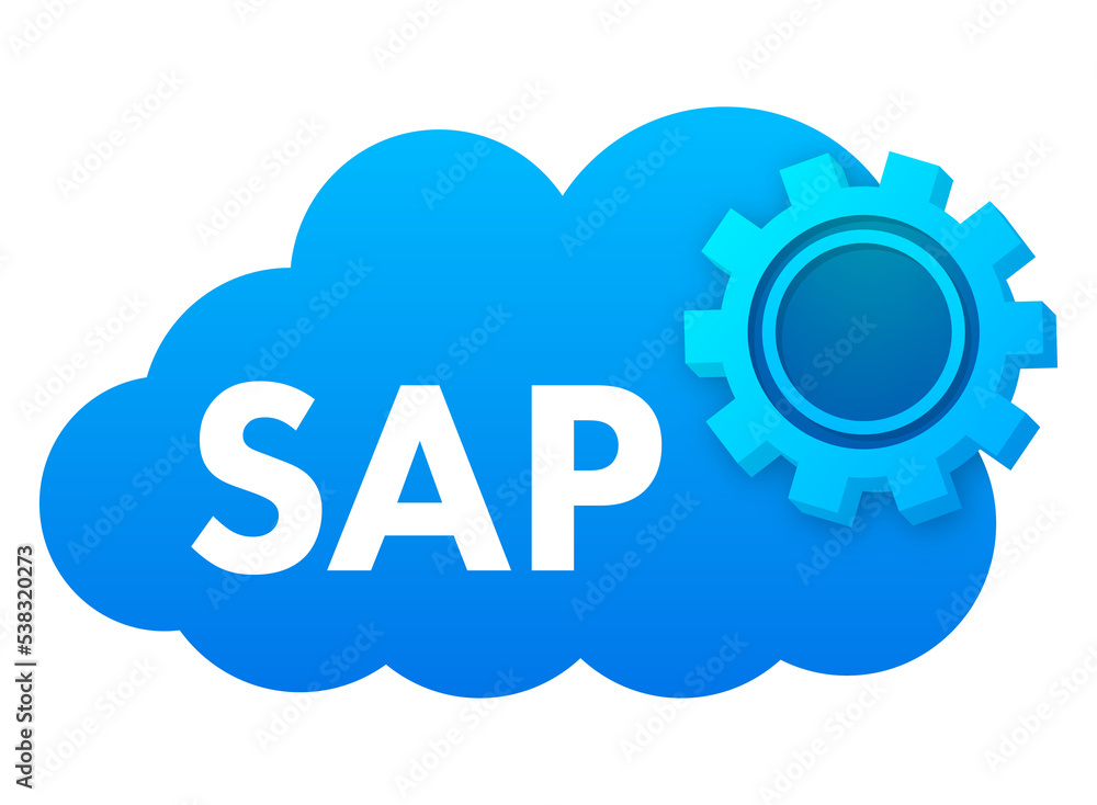 SAP Business process automation software. Cloud software. Vector stock illustration. SAP Business process automation software. Cloud software. Vector stock illustration.