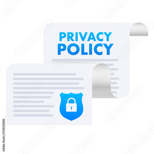 Privacy Policy. Data protection. Cyber Security. Vector stock illustration.