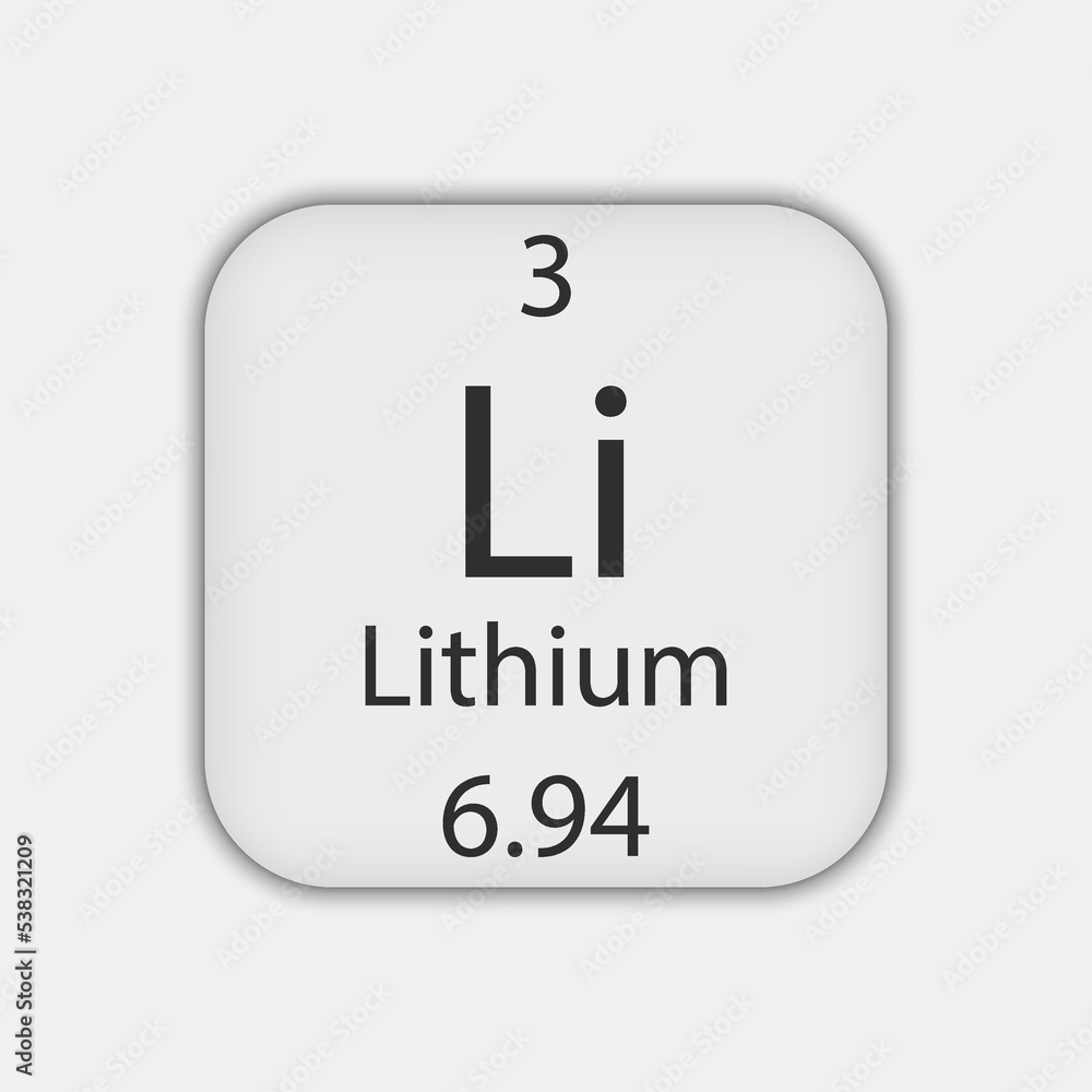 Lithium symbol. Chemical element of the periodic table. Vector illustration. Lithium symbol. Chemical element of the periodic table. Vector illustration.