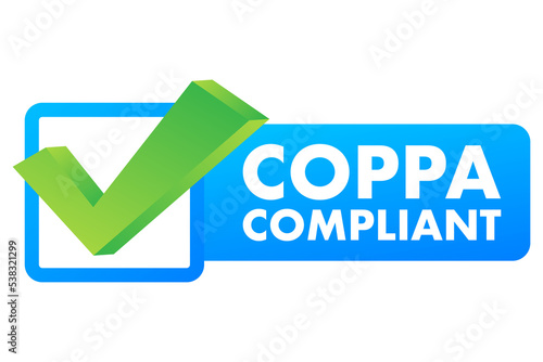 COPPA compliant - Children's Online Privacy Protection Act line art vector badge label icon