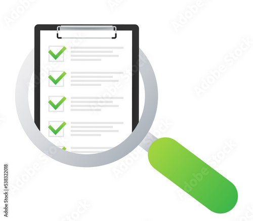 Clipboard checklist with assessment. Assessment of users experience of services. Vector stock illustration.