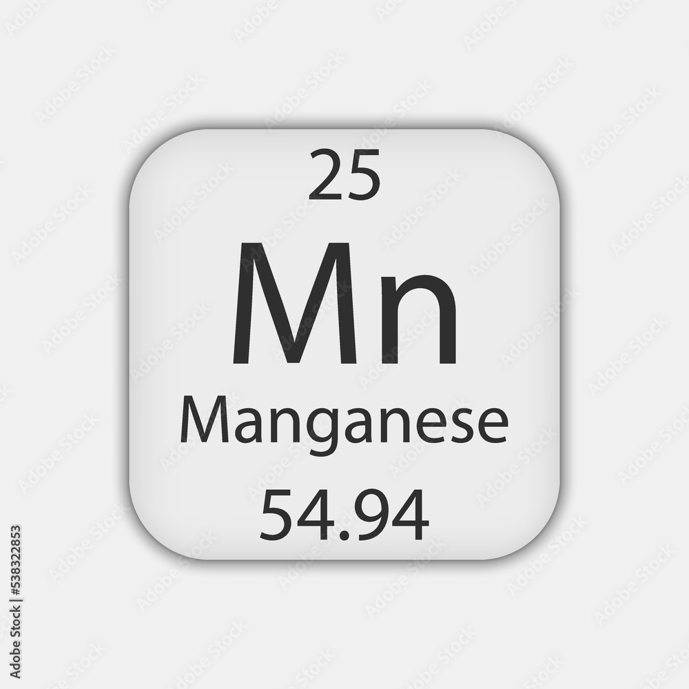 Manganese symbol. Chemical element of the periodic table. Vector illustration. Manganese symbol. Chemical element of the periodic table. Vector illustration.