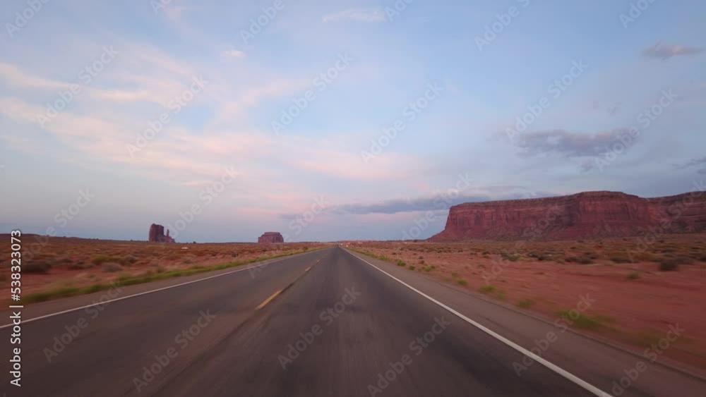 Driving Plate Monument Valley Rd Sunset Multicam Set 08 Front View Arizona Utah Southwest USA Driving Plate Monument Valley Rd Sunset Multicam Set 08 Front View Arizona Utah Southwest USA