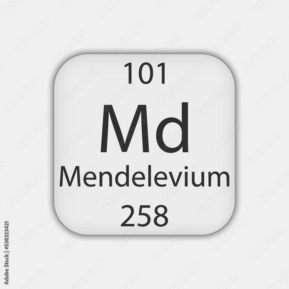 Mendelevium symbol. Chemical element of the periodic table. Vector illustration. Mendelevium symbol. Chemical element of the periodic table. Vector illustration.