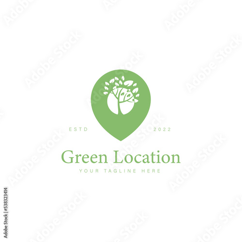 Green location logo design icon illustration