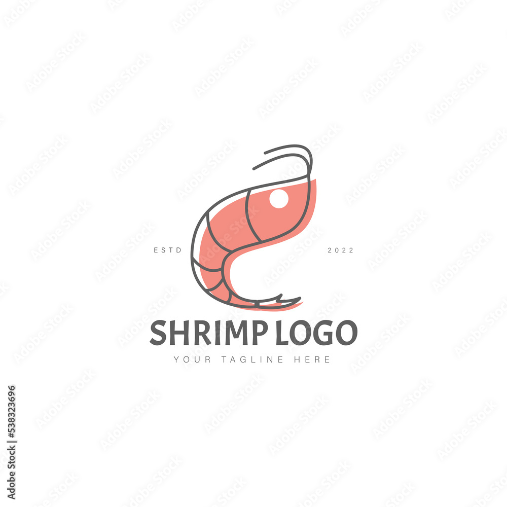 Obraz premium Shrimp logo design icon illustration