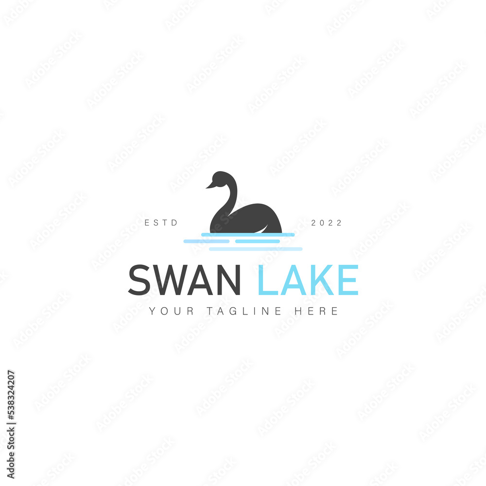 Swan in the lake logo design icon illustration Swan in the lake logo design icon illustration