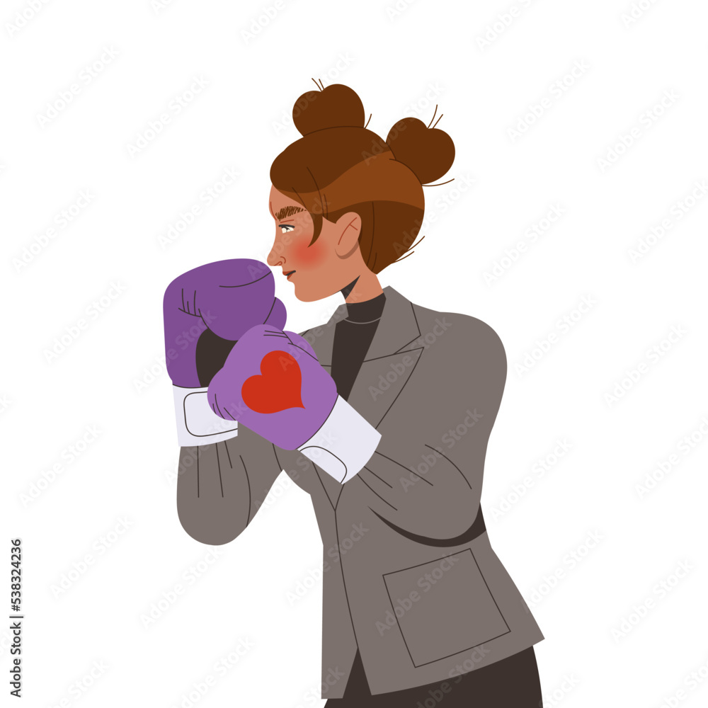 Relationship Problem with Woman Fighting with Boxing Gloves Vector Illustration Relationship Problem with Woman Fighting with Boxing Gloves Vector Illustration