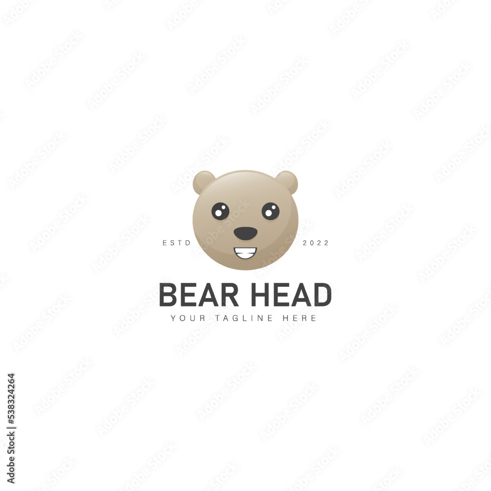 Bear head smile logo design icon illustration