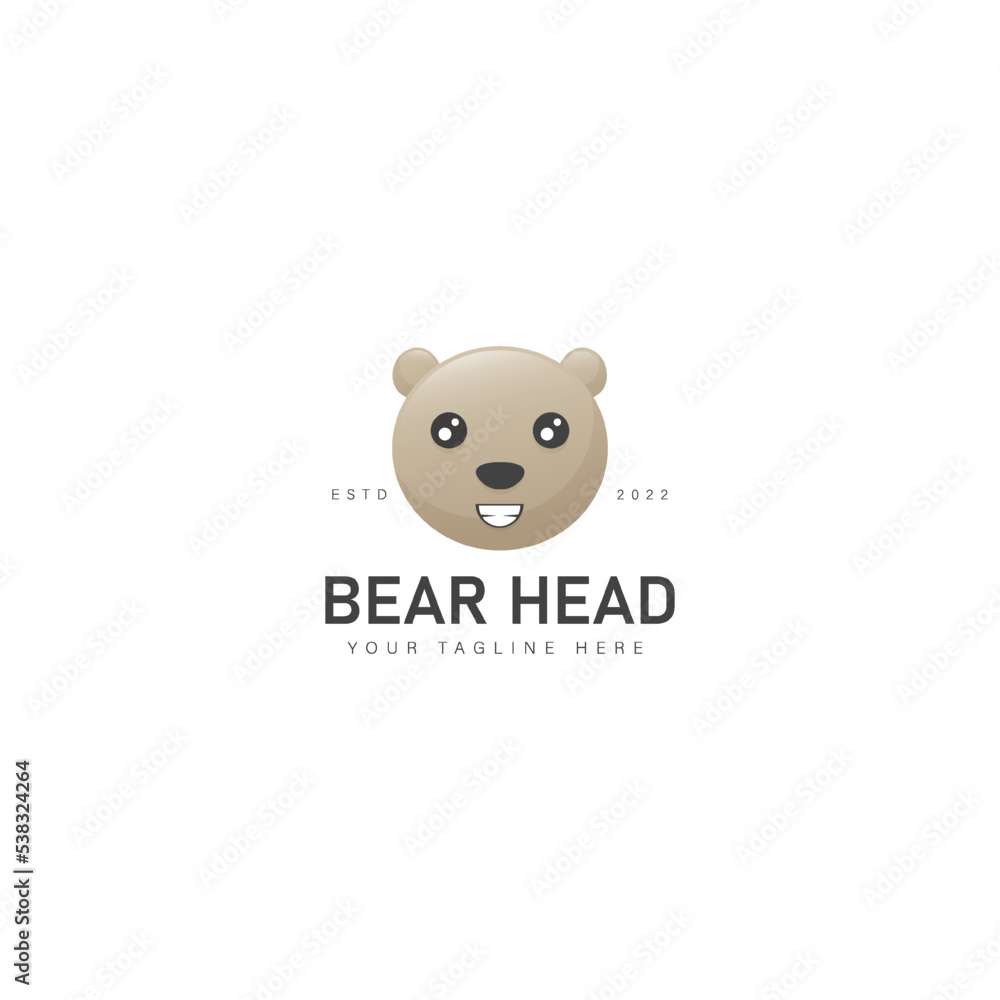 Bear head smile logo design icon illustration Bear head smile logo design icon illustration