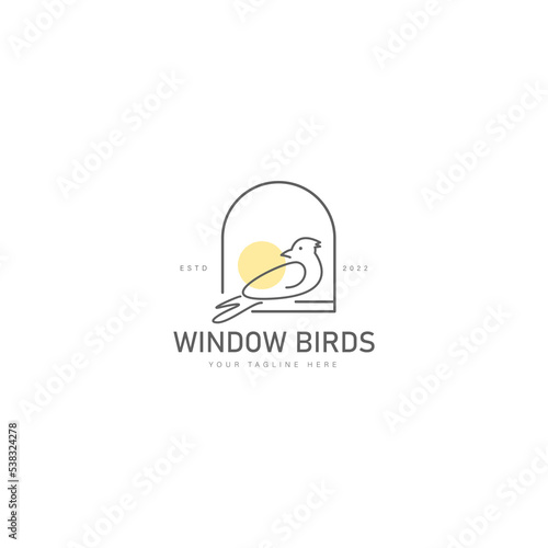 Bird with window line logo design icon illustration