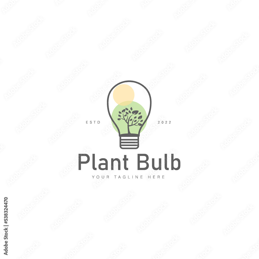Plant with bulb line logo design icon illustration Plant with bulb line logo design icon illustration