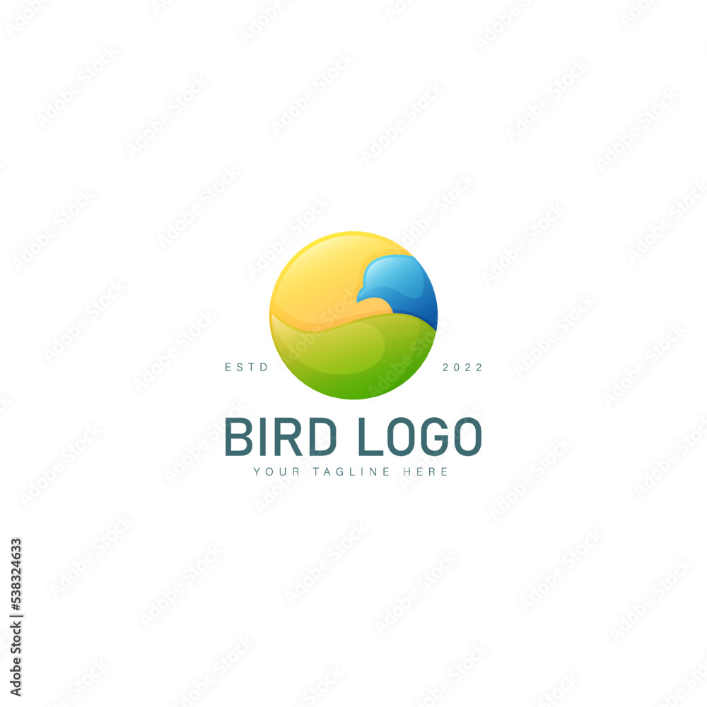 Bird with sun gradient logo design icon illustration Bird with sun gradient logo design icon illustration