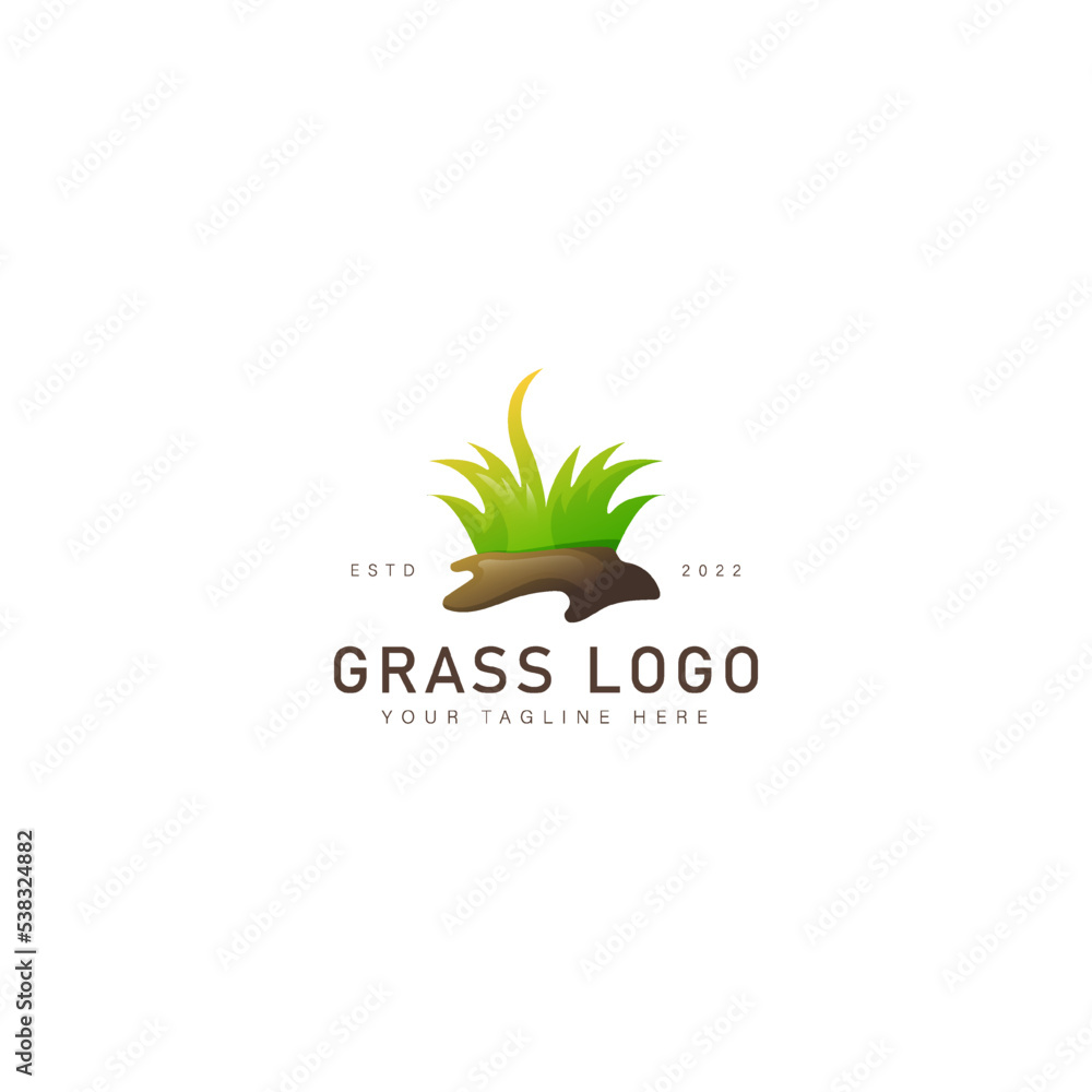 Grass with soil gradient logo design icon illustration