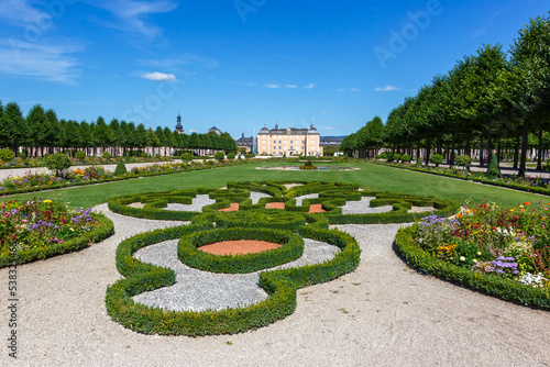 Schwetzingen Castle with garden in a park architecture travel in Germany