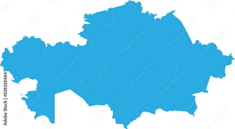 kazakhstan map. High detailed blue map of kazakhstan on transparent background.