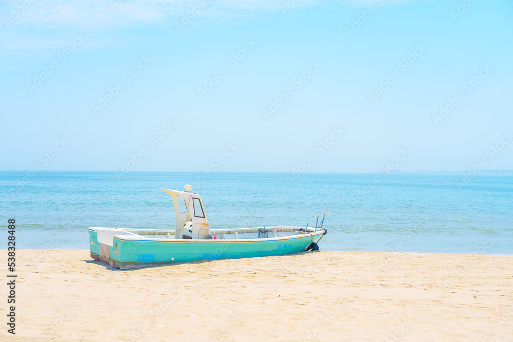 A ship aground on the beach