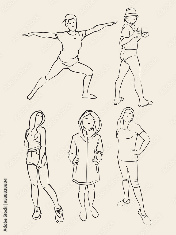 Line drawing, human silhouette, Female outline, sports girl, yoga, pilates, sport, healthy lifestyle, beautiful figure Line drawing, human silhouette, Female outline, sports girl, yoga, pilates, sport, healthy lifestyle, beautiful figure