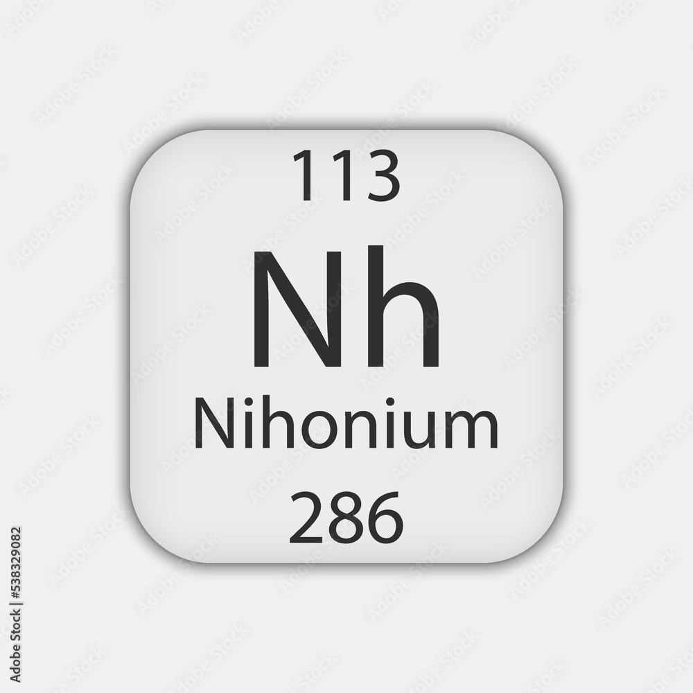 Nihonium symbol. Chemical element of the periodic table. Vector illustration. Nihonium symbol. Chemical element of the periodic table. Vector illustration.