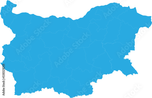 bulgaria map. High detailed blue map of bulgaria on transparent background.