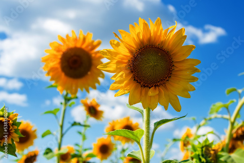 sunflowers in the garden close up  flowers image