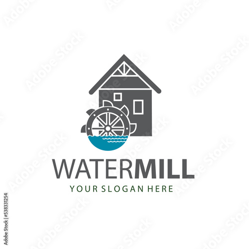 illustration of water mill wheel isolated on white background