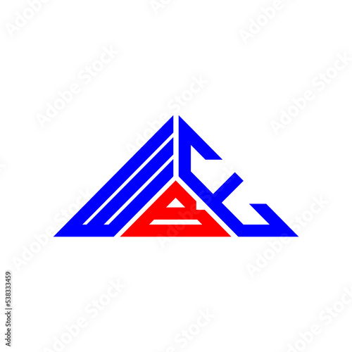 WBE letter logo creative design with vector graphic, WBE simple and modern logo in triangle shape. photo