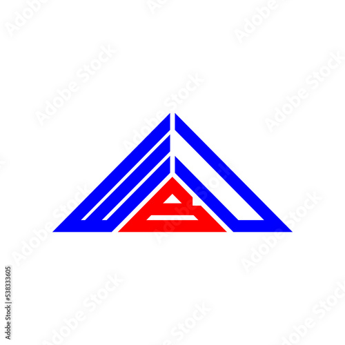 WBU letter logo creative design with vector graphic, WBU simple and modern logo in triangle shape. photo