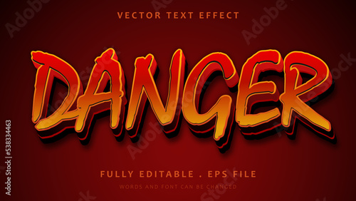 3d Gradient Word Danger Editanle Text Effect Design Template